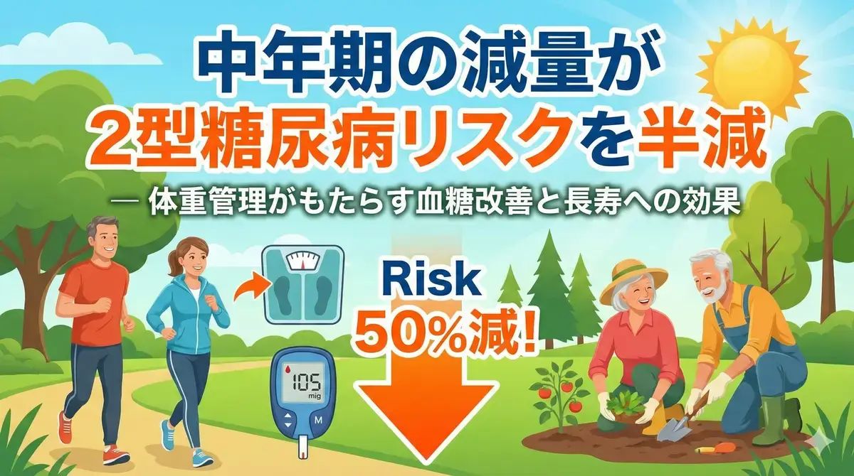 中年期の減量が2型糖尿病リスクを半減　― 体重管理がもたらす血糖改善と長寿への効果